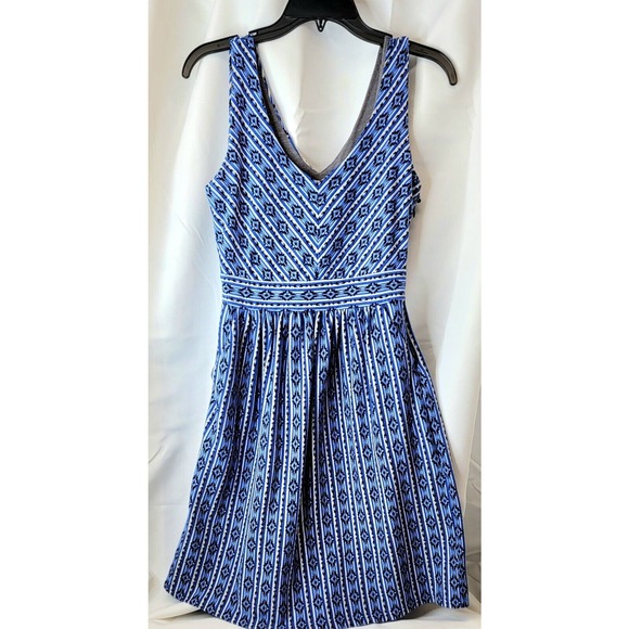 Anthropologie MAEVE Sleeveless Knit Dress Lazuli Tribal Print V-Neck Pockets 8 - Picture 6 of 6